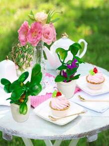 12入組 迷你娃娃屋植物和花卉,人工小盆栽綠植裝飾,小型掛式盆栽,娃娃屋裝飾用假模型花卉