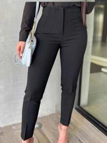 Pantalón de vestir  pinzas TELA PREMIUM ideal para ir a la oficina - Negro - Ver 3