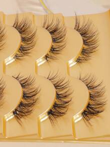 MAANGE 5 Cặp mi giả tự nhiên và mềm mại, thân mi trong suốt, thích hợp sử dụng hàng ngày, kiểu hoạt hình, vật dụng cần thiết khi đi du lịch, mi giả dạng dải. - màu đen - Xem 8