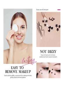 Tattoo Stamp Delineador de ojos de gato a prueba de agua 2 en 1 - Blanco y Negro - Ver 2