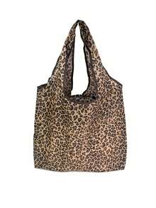 休閒大容量肩背包購物袋豹紋時尚原宿印花手提袋女士用 - 棕色 - 查看 4