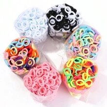 50入組彩色糖果風兒童髮帶,帶蝴蝶結裝飾,適用於馬尾辮子和發髻髮型 - 彩色 - 查看 2