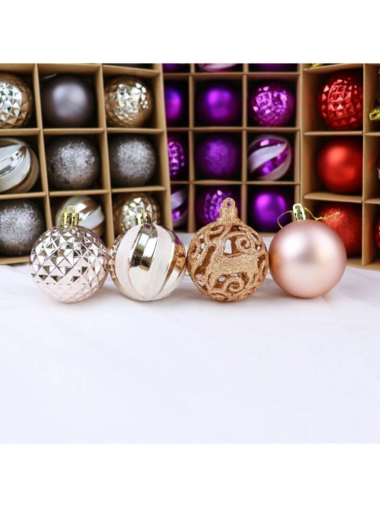 Set Di 16 Ornamenti Per Albero Di Natale, Di Colore Rosa E Oro, Ideali Per Decorare La Casa E Feste Di Compleanno | SHEIN ALIA