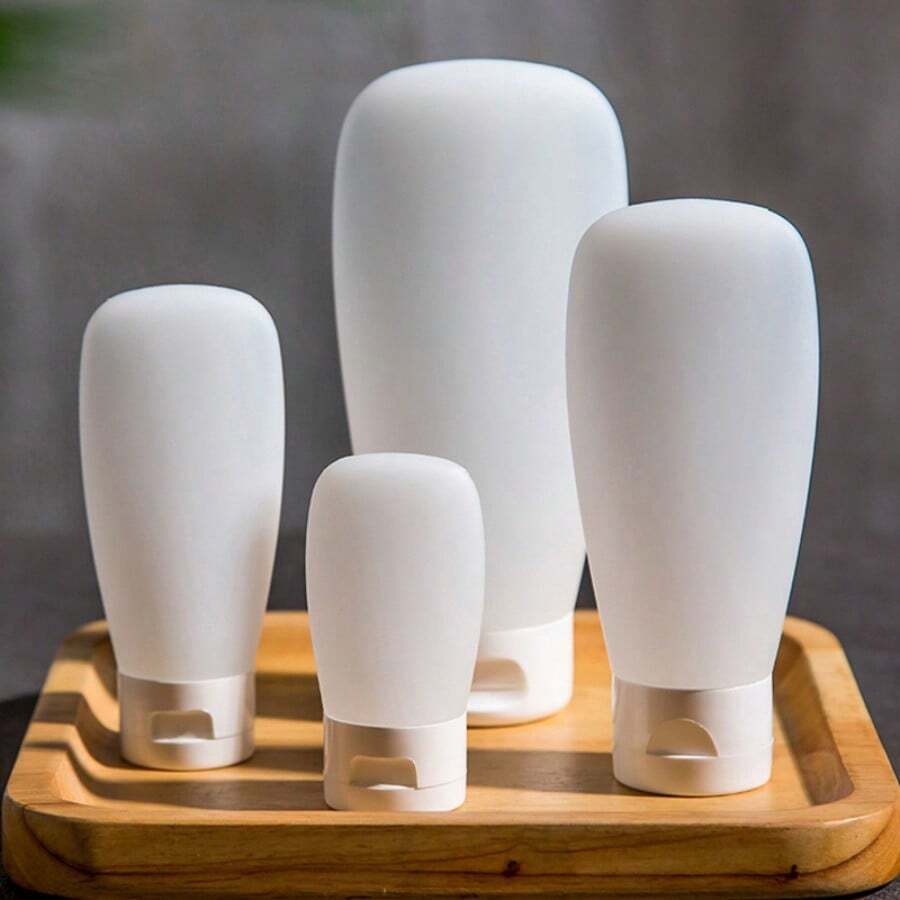 Chai đựng sữa dưỡng thể du lịch có thể nạp lại, Túi đựng dầu gội sữa tắm trong suốt di động, Chai đựng kem dưỡng da tay ngoài trời Trang trí phòng tắm tại nhà Trang trí mùa thu Trở lại trường - trắng - Xem 1