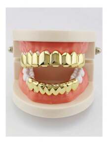 8入組歐美嘻哈風格假牙齒grills道具 - 金色 - 查看 3