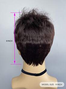 Men Short Straight Brown Synthetic Wig Quiff Mohawk Spiky Hairstyle Wigs For Men's Daily Wear - Brown - View 5