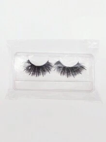 Wet Look Eyelashes,1 Pair 19mm Wispy Manga Fake Eyelashes Faux Mink Natural Soft Cute Wispy Volumized False Eyelashes - Black - View 7