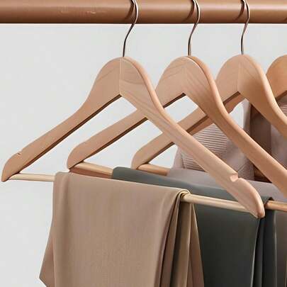 15 Cabides De Madeira Marfim Gancho Prata Closet Guarda Roupa