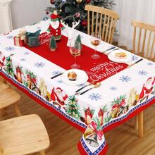 Christmas Tablecloth, Christmas Table Cloths Rectangle/Round, Outdoor Dining Table Cover Xmas  Table Decorations Indoor For Kitchen Dining Room - 聖誕禮物 - 查看 3