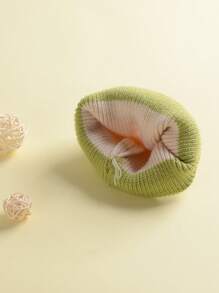 1pc Unisex Color Block Elastic Knitted Hat, Suitable For Daily Wear In Autumn And Winter - Green - View 4