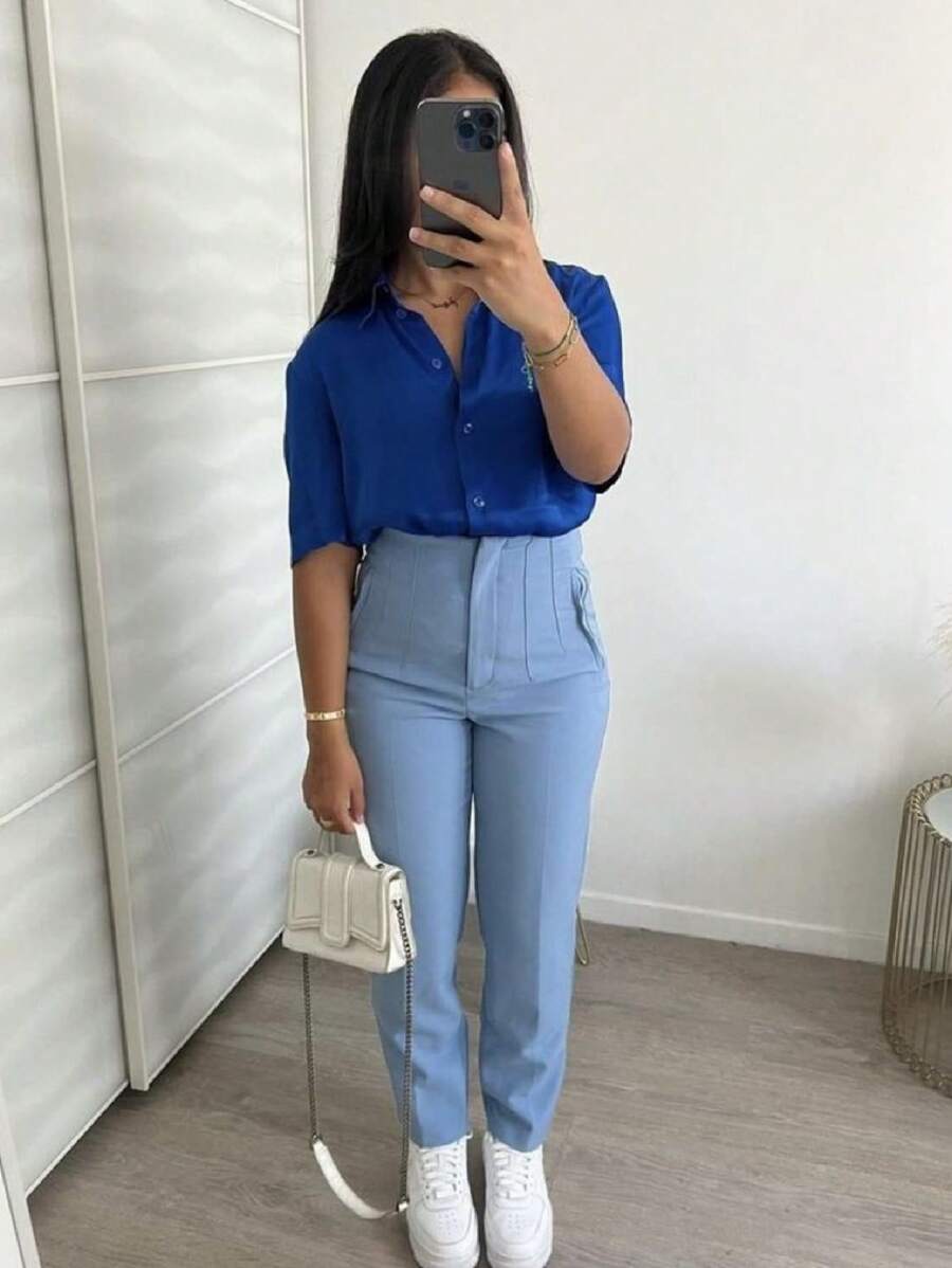 pantalon de vestir - Azul - Ver 1