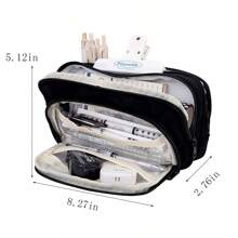 1pc Large Capacity Pencil Case With Handle, Cute And Colorful Stationery Pouch For Primary School Girls, 2025 New Arrival Back To School, Back To School, School Supplies, Pencil Pouch, School Bag - Purple - View 3