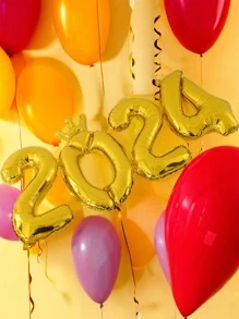 1PC New Year 2024 Digital Foil Balloon Gold Balloon Party Background, Happy New Year Christmas Party Decoration Home Christmas - Gold - View 8