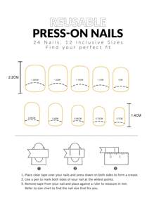 24片心形印花全覆盖假指甲，1个指甲锉，1卷指甲胶胶带，美甲套装（含按压式美甲配件） - 粉色 - 查看 4