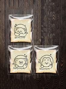 100 个原装透明自粘烘焙包装袋，带有可爱卡通设计，适用于面包和吐司切片学校用品食品袋食品盒适用于糖果巧克力饼干等。 - 無色 - 查看 5