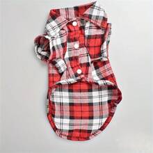 Camisa a cuadros para perros pequeños, ropa para mascotas para perros y gatos - Rojo - Ver 16