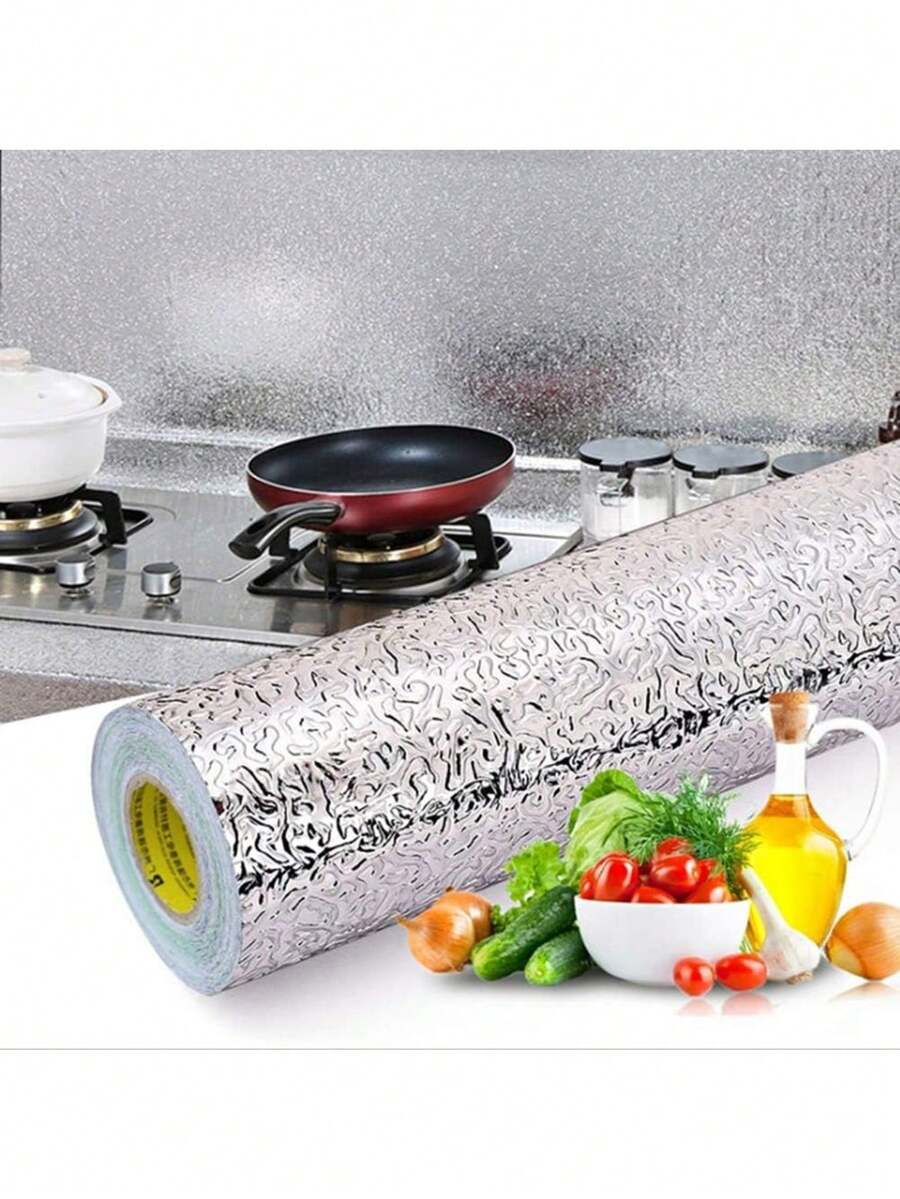 Pegatinas Impermeables Para Cocina Para Gabinetes, Rollo De Papel Tapiz Auténtico De Respaldo Para Pared De Cocina A Prueba De Aceite, Estante Autoadhesivo Para Cajón De Estufa Resistente Al Calor - Beis - Ver 1