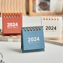 2024創意簡約書桌Ins迷你日曆、便攜式清新學生記事本、裝飾品 - 棕色 - 查看 4