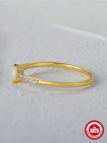 1 Anillo Sencillo De Plata De Ley S925 Para Mujer, Joyería De Boda, Anillos Finos - Oro Talla 8 - Ver 3