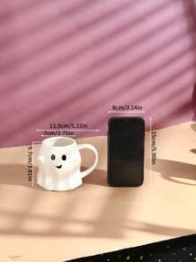 1 件陶瓷马形南瓜和幽灵设计咖啡杯，有趣的卡通幽灵杯，适合派对 - 彩色 - 查看 3