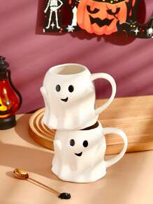 1 件陶瓷马形南瓜和幽灵设计咖啡杯，有趣的卡通幽灵杯，适合派对 - 彩色 - 查看 1