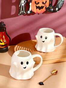 1 件陶瓷马形南瓜和幽灵设计咖啡杯，有趣的卡通幽灵杯，适合派对 - 彩色 - 查看 4