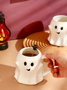 1 件陶瓷马形南瓜和幽灵设计咖啡杯，有趣的卡通幽灵杯，适合派对 - 彩色 - 查看 2