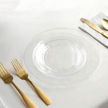 10 件透明 19 公分金邊盤子,非常適合派對、聚會、幼兒園、工廠團隊建設晚宴