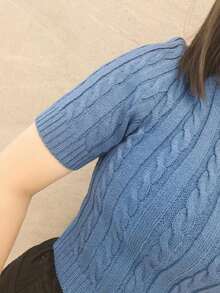 Women Knit Tops - 藍色 - 查看 3