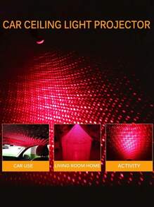 Stonego 1 件浪漫 Led 星空夜燈 5v Usb 供電銀河星星投影儀燈適用於汽車屋頂房間天花板裝飾即插即用 - 紅色 - 查看 5