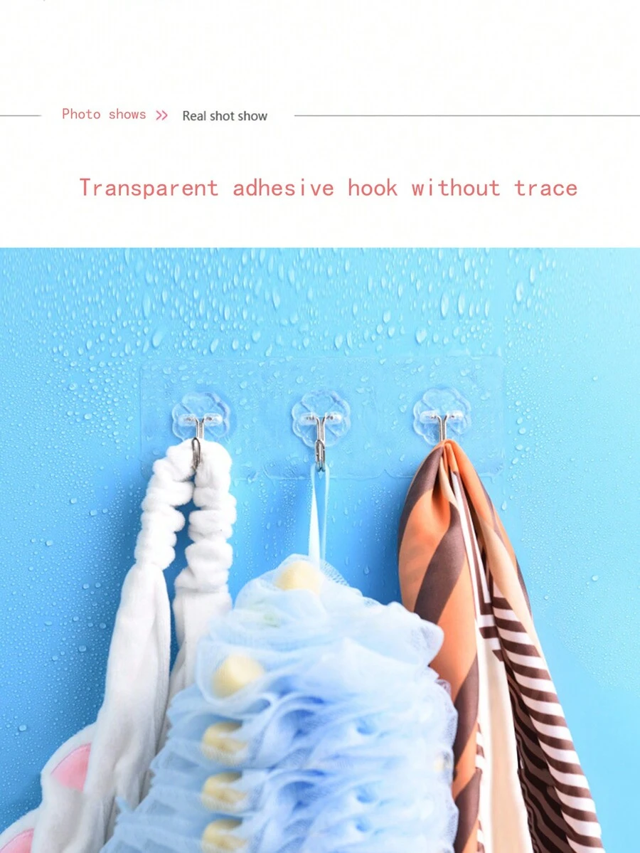 1入潔具/廚具透明貼壁掛勾,不留痕跡,重量承載大,適用於牆面、門等 - 白色 - 查看 1