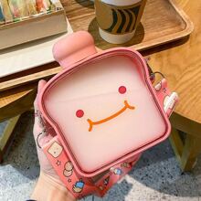 Toast Bread Design Water Bottle. Portable Canteen Pastel Colors For Old Or School. 380ML Capacity - 粉色 - 查看 1
