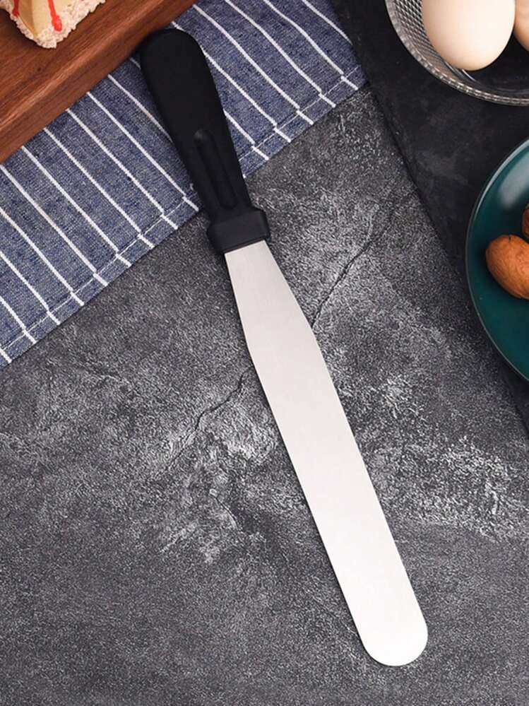 1 Pieza Cuchillo De Acero Inoxidable Para Pasteles, Espátula Para Crema De Pasteles, Múltiples Tamaños Disponibles Para Hornear - Negro - Añade 4