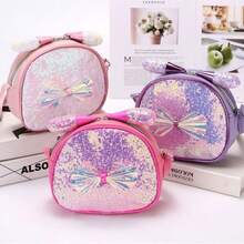 閃亮流螢越肩包,全息閃閃發光可愛卡通公主包,小背包,肩袋,旅行包 - 紫色 - 查看 2