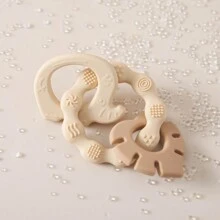 1 件装小兔子大象硅胶米色磨牙环，适合出牙婴儿的礼物 - 彩色 - 查看 3
