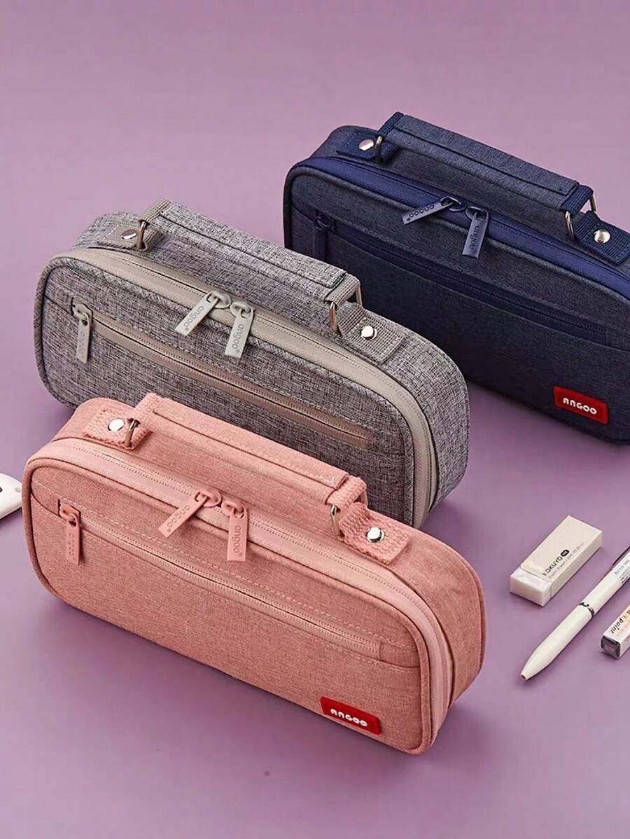 Estojo De Lápis De Grande Capacidade Durável Simple And Large-CaEstojo De Lápis De Grande Capacidade Durável Simple - Rosa chiclete - Visão 1