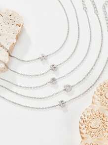 FOREVER QUEEN 925 純銀女士首字母 AZ 字母堆疊手鍊，14K 白金填充精緻手鍊，女士手鍊首飾很棒的禮物