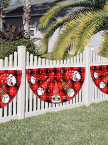 1入組聖誕節室外圍欄扇形旗幟,2023年家居聖誕節門窗裝飾,聖誕節掛墜,2024新年禮物