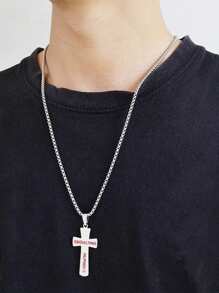 1 Pieza Collar Cruzado De Acero Inoxidable Personalizado Creativo Con Letra Inglesa, Patrón De Béisbol Y Estilo Hip-hop Para Hombres