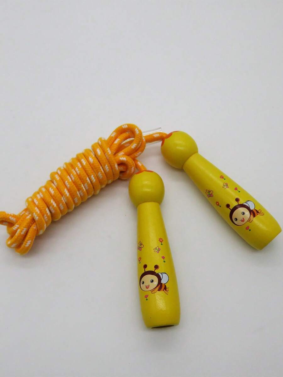 Cuerda De Saltar Diseño Amarillo Con Dibujo Animado De 2.6 Metros Y Mangos De Madera - Amarillo - Ver 1