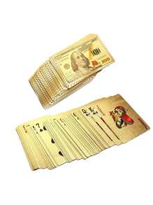 Baralho Dolar Dourado Ouro Folheado A Prova D'agua Poker Truco Cartas Jogos Para Várias Ocasiões De Festa A1-18 - Dourado - Visão 3