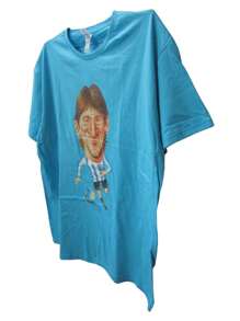 Playera Camiseta algodón estampado de Messi color  Turquesa - Azul - Ver 4