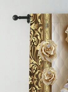2入組優雅的金色花卉圖案窗簾,無洞窗簾,適用於臥室辦公室廚房客廳書房家居裝飾 - 彩色 - 查看 6