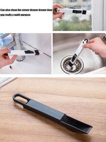 1pc Black Desk Brush With Dustpan 2-In-1, Keyboard Crevice Cleaning Brush - Black - View 5