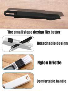 1pc Black Desk Brush With Dustpan 2-In-1, Keyboard Crevice Cleaning Brush - Black - View 4