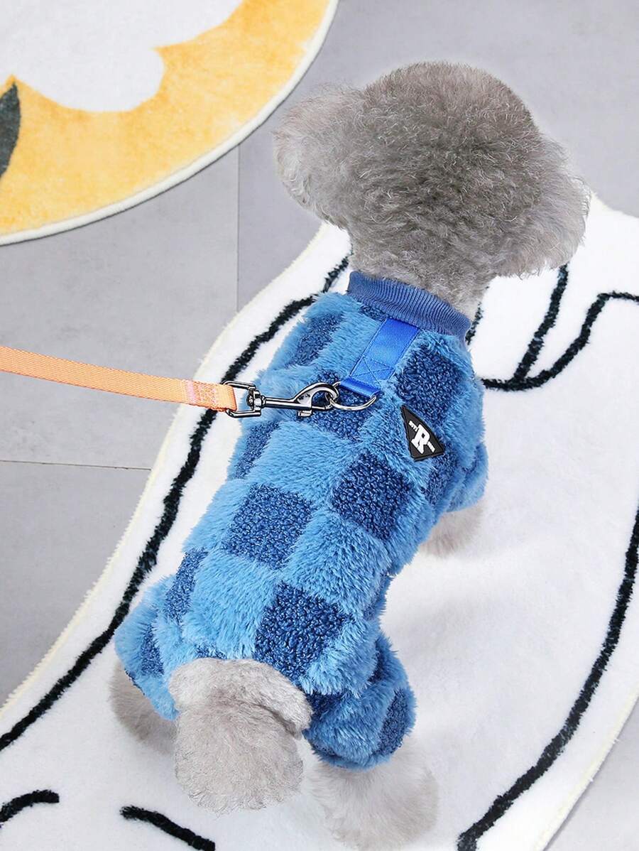 Quần áo thú cưng, Áo khoác lông cừu cho chó & mèo, Kiểu lông dài có thể đảo ngược, Áo hoodie ấm 4 chân, Trang phục thường ngày cho thú cưng - Màu xanh lam - Xem 1