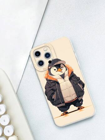 1pc Cool Penguin Illustration Tpu Phone Case Compatible With Apple And Samsung Phones