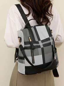 Fashionable Women's Anti-Theft Street Backpack For Travel With Large Capacity And Computer CompartmentLaptop Compartment,Classic,CasualRookies & White-Collar WorkersWork ,Business,Commute,Perfect For Office,Perfect For WorkSchool Backpack,School Bag,School Bookbag,Big Backpack,Large Capacity,Portable,Laptop Compartment, Suitable For Teen Girls Women College Students, Perfect For Back To School,First Day Of School,College,Middle School, High School - Black - View 5