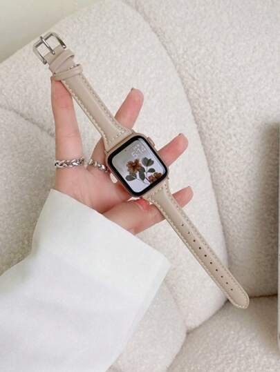 1 st. sportarmband i läder, kompatibelt med 45 mm, 49 mm, 38 mm, 40 mm, 41 mm, 42 mm, 44 mm, 46 mm, enfärgat armband, kompatibelt med -serien Ultra SE 11, 10, 9, 8, 7, 6, 5, 4, 3, 2, 1 tillbehör