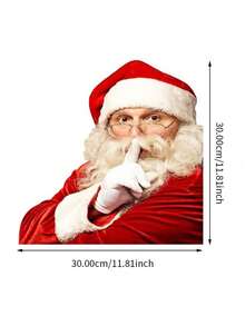 1pc Car Sticker, Right Side Christmas Santa Claus Car Decal - Red and White - View 2